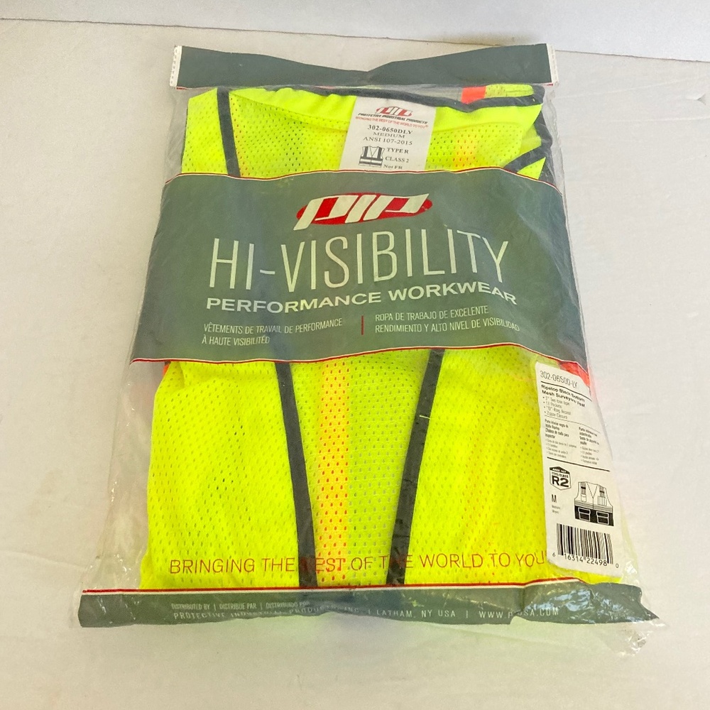 PIP Hi-Visibility RipStop Mesh Black Bottom Surveyors Vest Medium